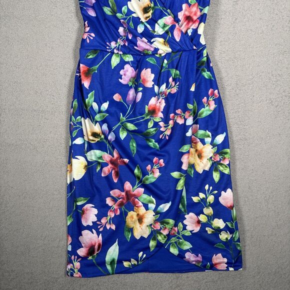 Guess Women’s Size 12 Tulip Cocktail Mini Dress Blue Flowers Knee Length Wedding - Picture 3 of 16